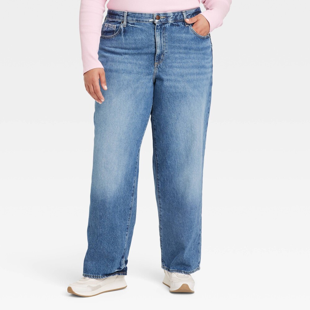 Mid-Rise 90's Baggy Jeans - Medium Wash 26